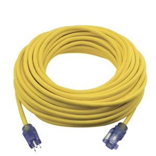 Utilitech Outdoor 25-ft 12 / 3 3 Prong Yellow Outdoor SJTW Heavy Duty Lighted Extension Cord