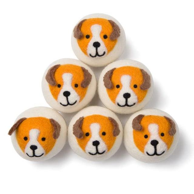 Wool Dryer Balls - Smart Sheep 6-Pack - XL Premium Natural Fabric Softener Award-Winning - Wool Balls Replaces Dryer Sheets - Wool Balls for Dryer - Laundry Balls for Dryer (Playful Pups)