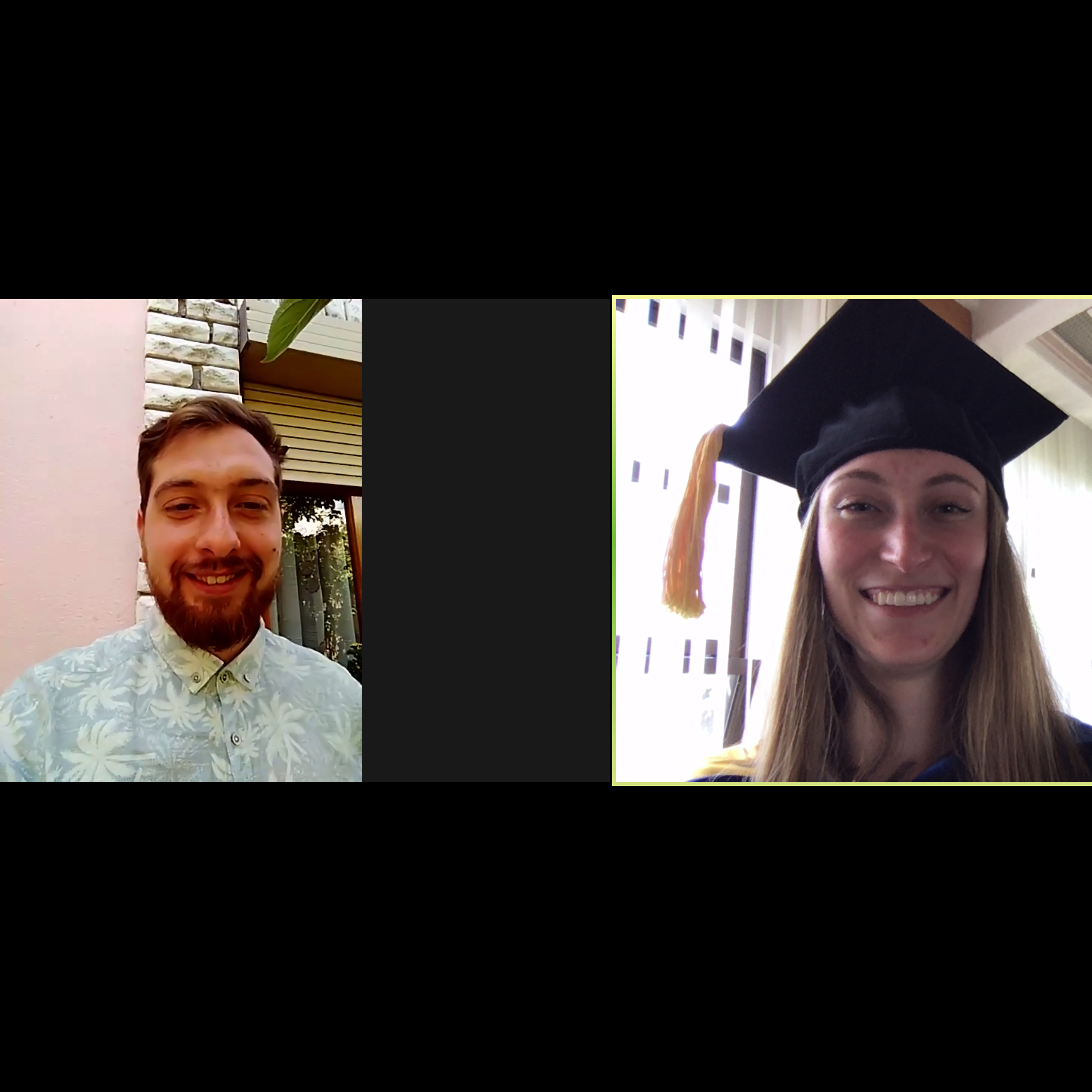 Grace's graduation. This is an iconic 2020 picture as it is taken through Zoom!