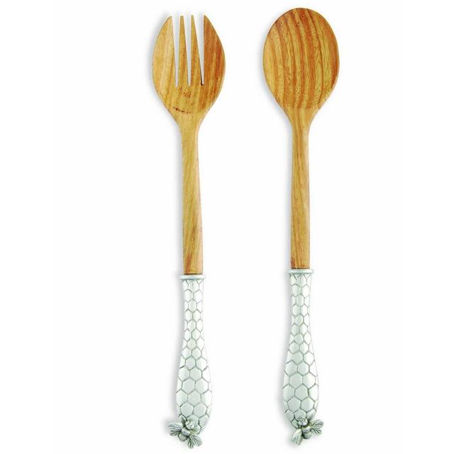 Vagabond House Pewter Little Bees Salad Server Set, Bowl Sold Separately