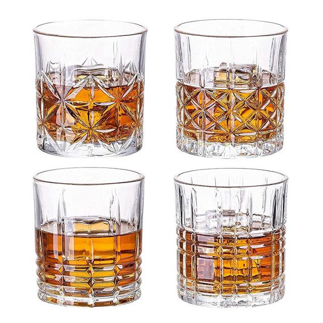 SUNNOW Vastto 11 Ounce Old Fashioned Whiskey Glass,Cocktail Glasses for Bourbon, Scotch, Cocktail, Irish Whisky,Set of 4