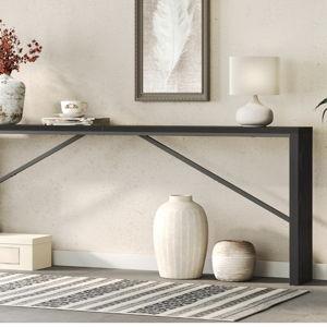 MAHANCRIS Console Table, 78.7" Long Sofa Table Behind Couch, Narrow Entryway Table, Farmhouse Dining Table with Angled Metal Frame, Industrial Console Table for Entryway, Black CTHB20801