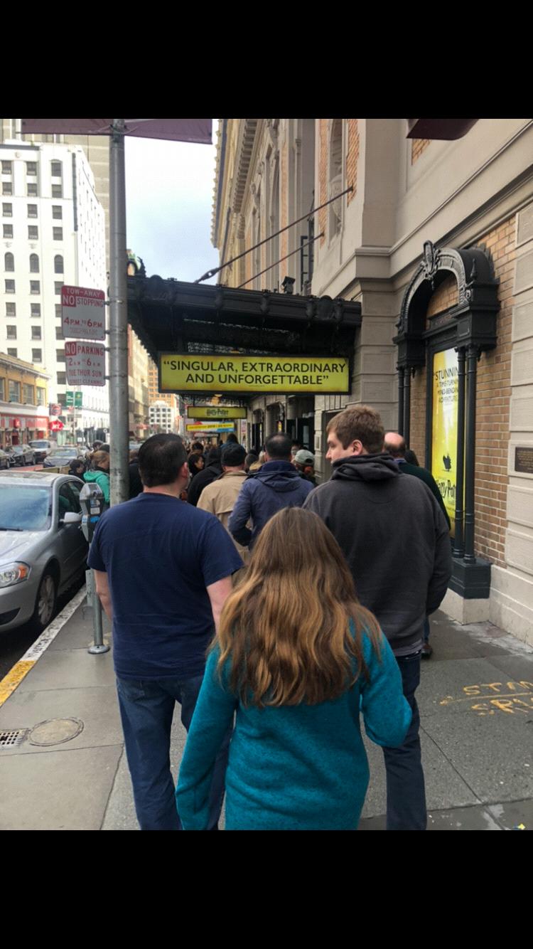 Going out with Justin, Molly, Kylie, and Violet to see Harry Potter and the Cursed Child in San Francisco