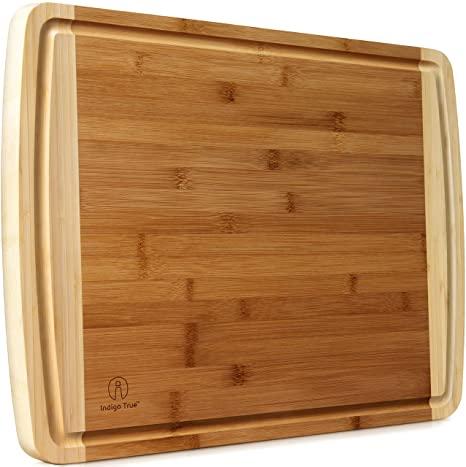 Extra Large Bamboo Cutting Boards for Kitchen with Juice Groove - 17.5 x 13.5 x 0.75 inch