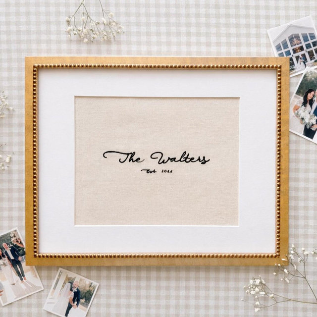 Embroidered Family Name Sign | Embroidered Gift | Wedding Gift | Embroidered Linen Art | Custom Embroidered Note | Housewarming Gift