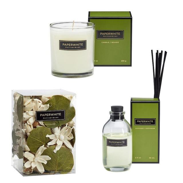 Signature Home Scent Gift Bundle - Paperwhite (Regular Candle Pot, Potpourri, Mini Diffuser)