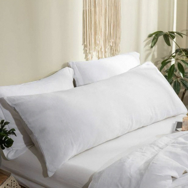 Simple&Opulence Body Pillow Cover 20" x 54",100% Pure Linen, Ultra Soft and Breathable, Body Pillowcase with Envelope Closure for Adults white