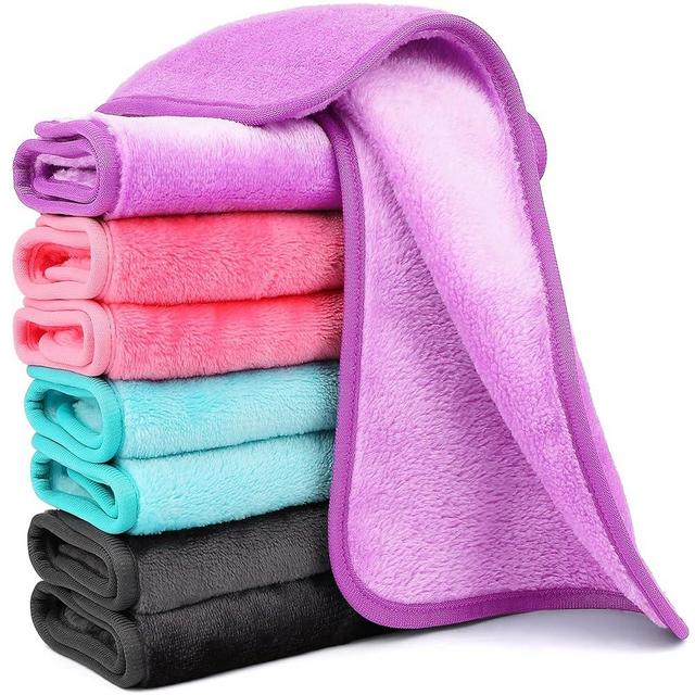 HealAge 8 Pack Makeup Remover Cloth,13x7 Inch Reusable Makeup Remover Towels, Ultra Soft Microfiber Face Wash Cloth Reusable Facial Cleansing Cloth, 4 Colors
