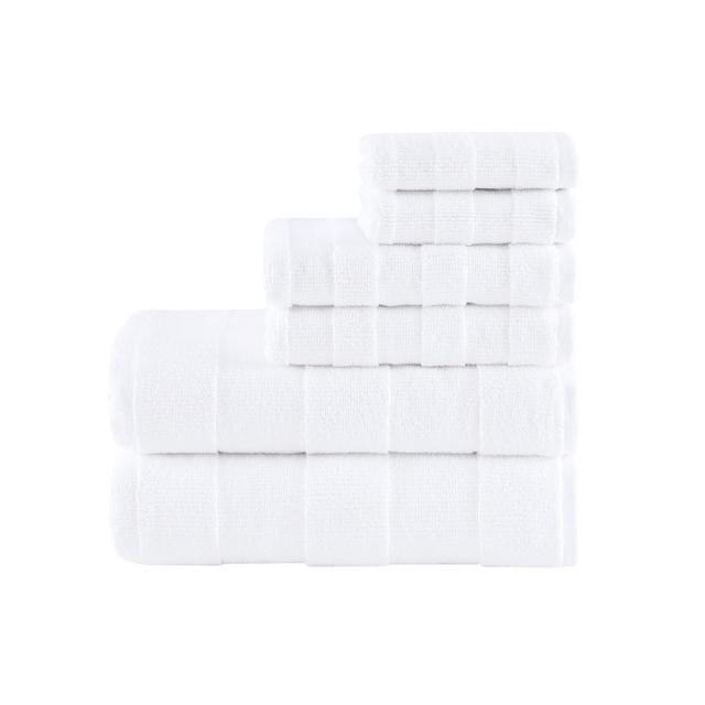 Madison Park Signature Parker Luxury Stripe Jacquard Zero Twist 600GSM Cotton 6-Pc. Towel Set