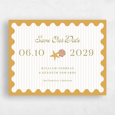 Harvest Gold, Yellow Wedding Save the Date - Marquesas Landscape
