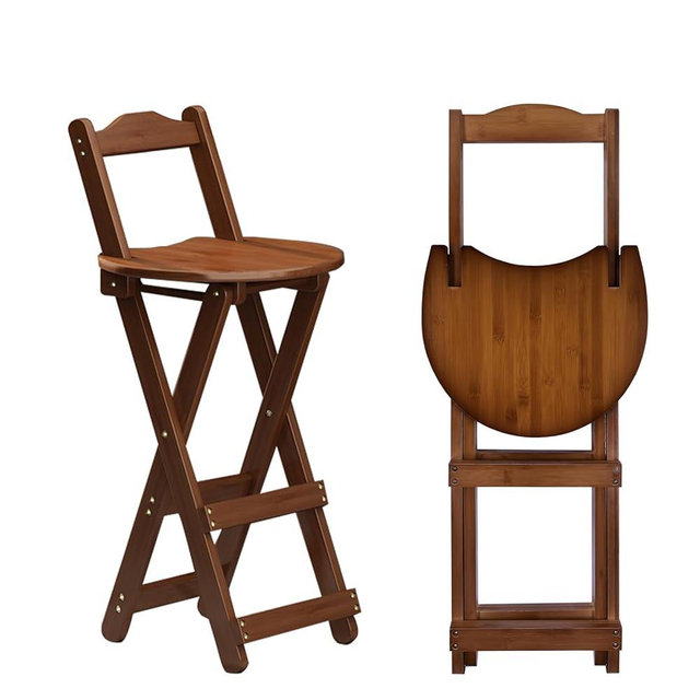 Yuxitia Folding Bar Stool Kitchen24 inch Folding Kitchen Counter Chair Portable Wooden bar Stool Folding Outdoor Shop Kitchen Restaurant Coffee Stool 1 (Brown)