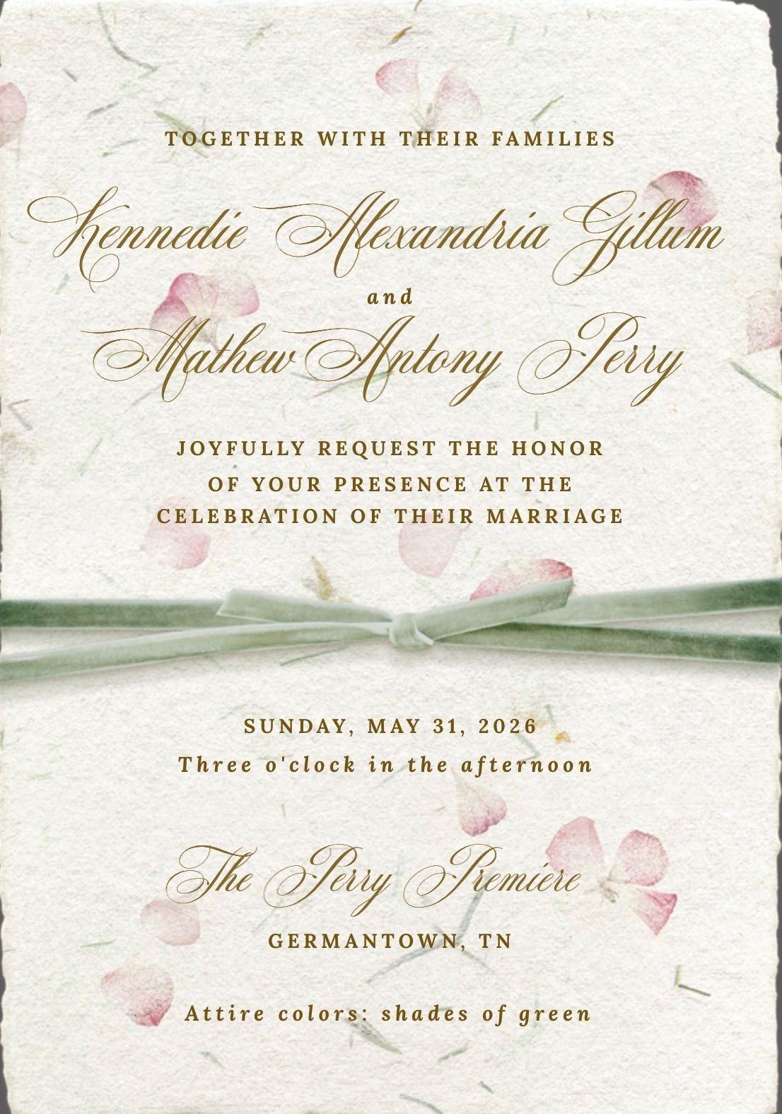The Wedding Website of MATHEW PERRY and KENNEDIE GILLUM