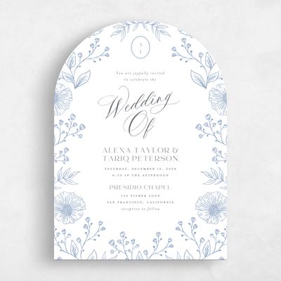 Blue Arch Wedding Invitation - Gavina Portrait