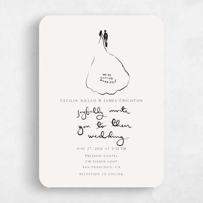 Beige Rounded Wedding Invitation - Dunluce Portrait