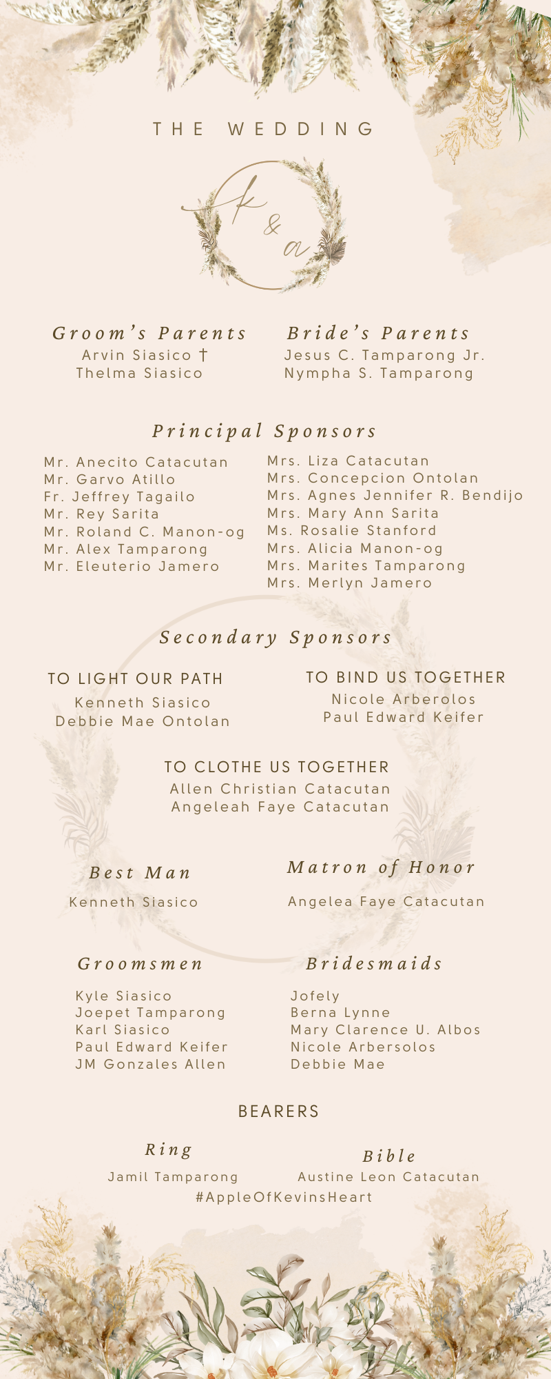 The Wedding Website of Kevin Siasico and Apple Tamparong
