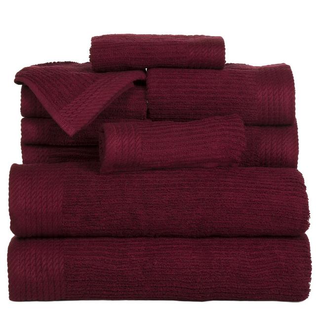 Solid Bath Towels And Washcloths 10pc Burgundy - Yorkshire Home