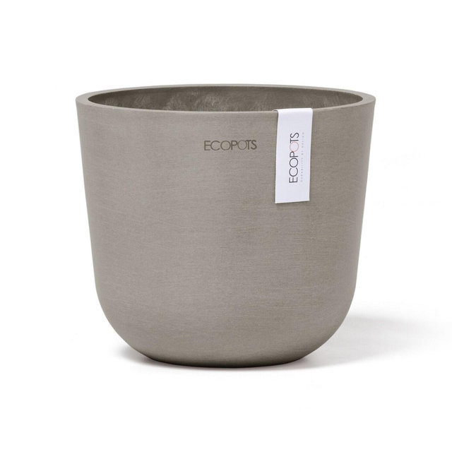 Ecopots Oslo Mini Durable Modern Round Indoor/Outdoor Recycled-Based Composite Flower Pot Planter, Taupe, 6"