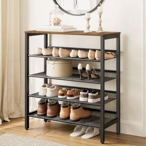 Alheide 5 Tier 20 Pair Shoe Rack - Brown, 27.2"H x 29.5"W x 11.8"D