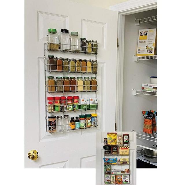 Evelots Spice Rack-5 Shelves-Wall/Door Mount-No Rust-Easy Clean-Up to 40 Bottles