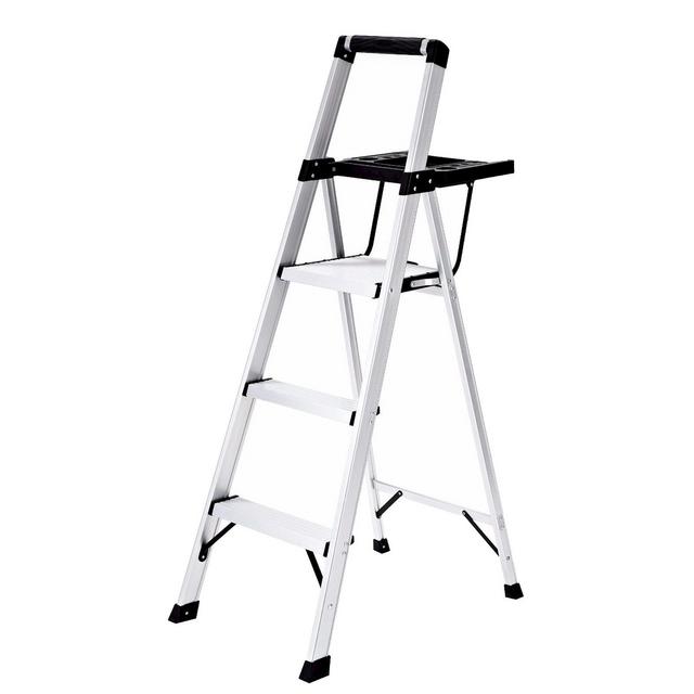 Rubbermaid Lightweight Aluminum Step Stool with Oversized Project Tray, 3-Step