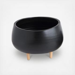 Terracotta Planter with Wood Feet