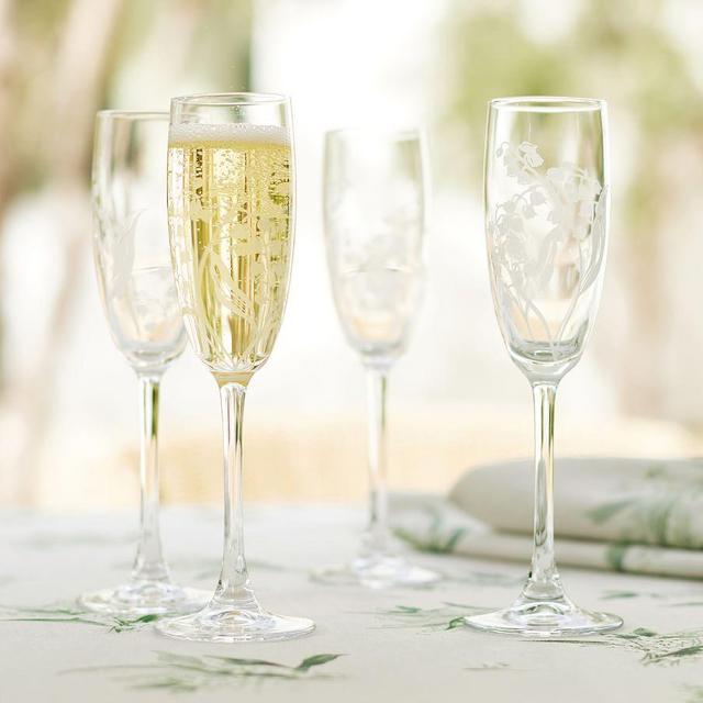 Monique Lhuillier Lily of the Valley Glass Champagne Flutes - Set of 4