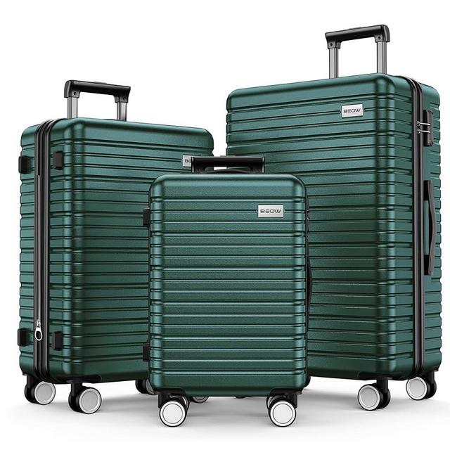 BEOW Luggage Sets 3 Piece, Expandable Luggage Sets with Spinner Wheels, TSA Lock Suitcases with Carry on Luggage (Amy Green, 20”24”28”)