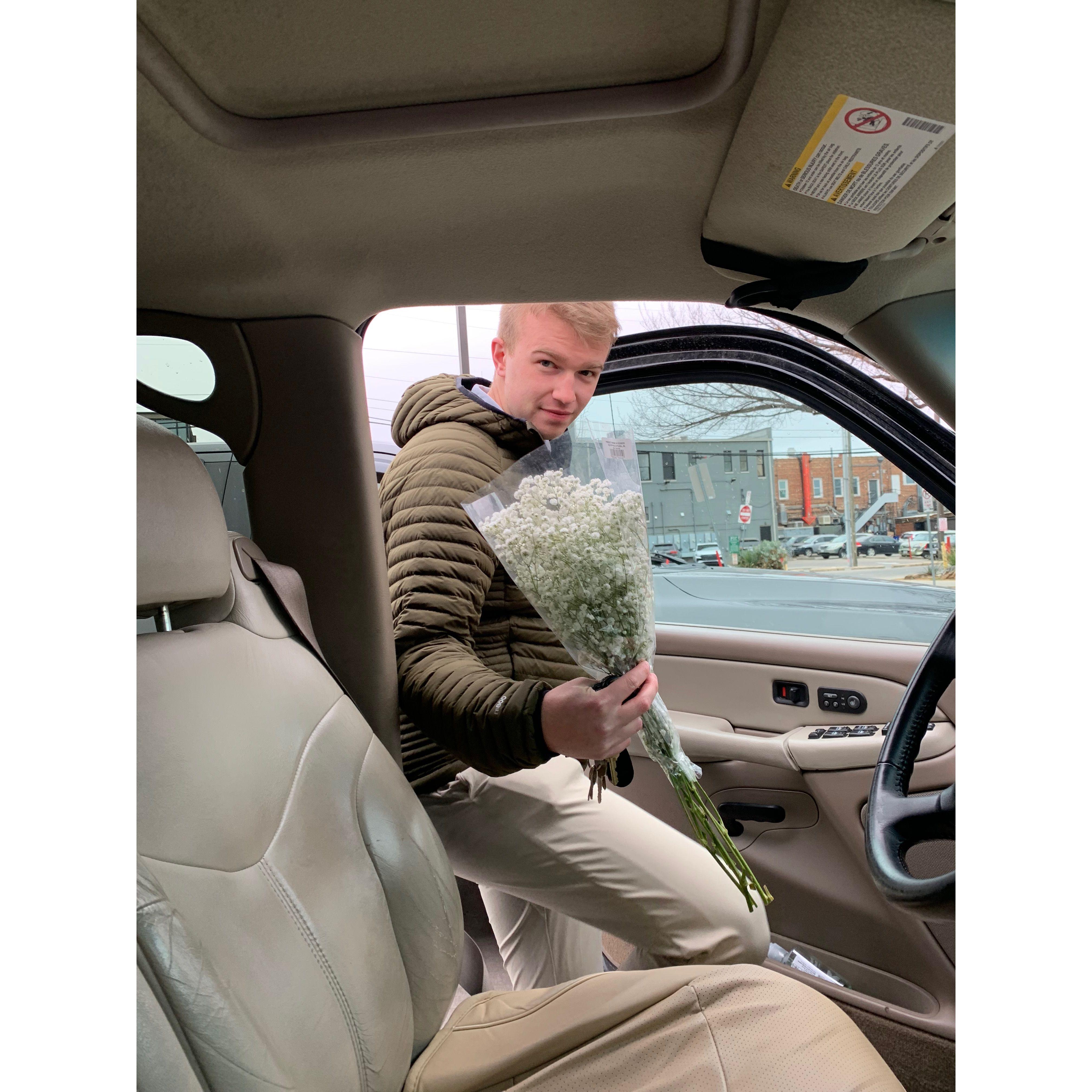 He's always buying me flowers!