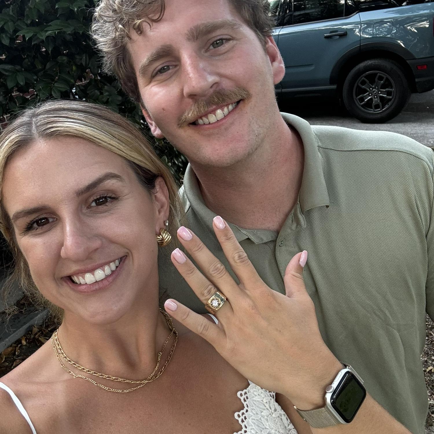 Dinner after he proposed!