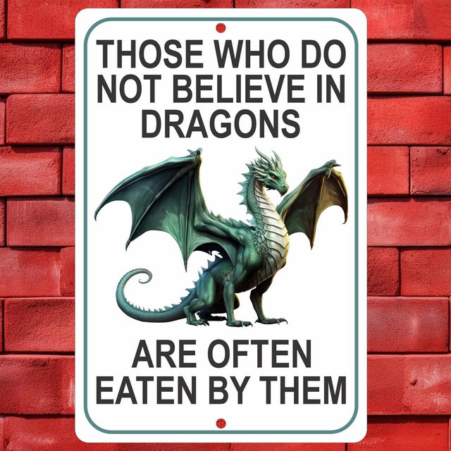 Dragon Novelty Metal Sign: Fantasy Wall Decor