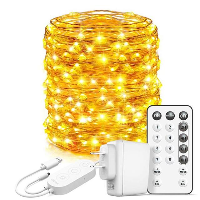 Govee Led Fairy Lights Bedroom, 66 Feet Fairy Lights Plug in, 200 LEDs Remote Control Fairy Lights with 8 Scence Modes 4 Timing Options USB Fairy Lights for Indoor Outdoor Decoration Warm White