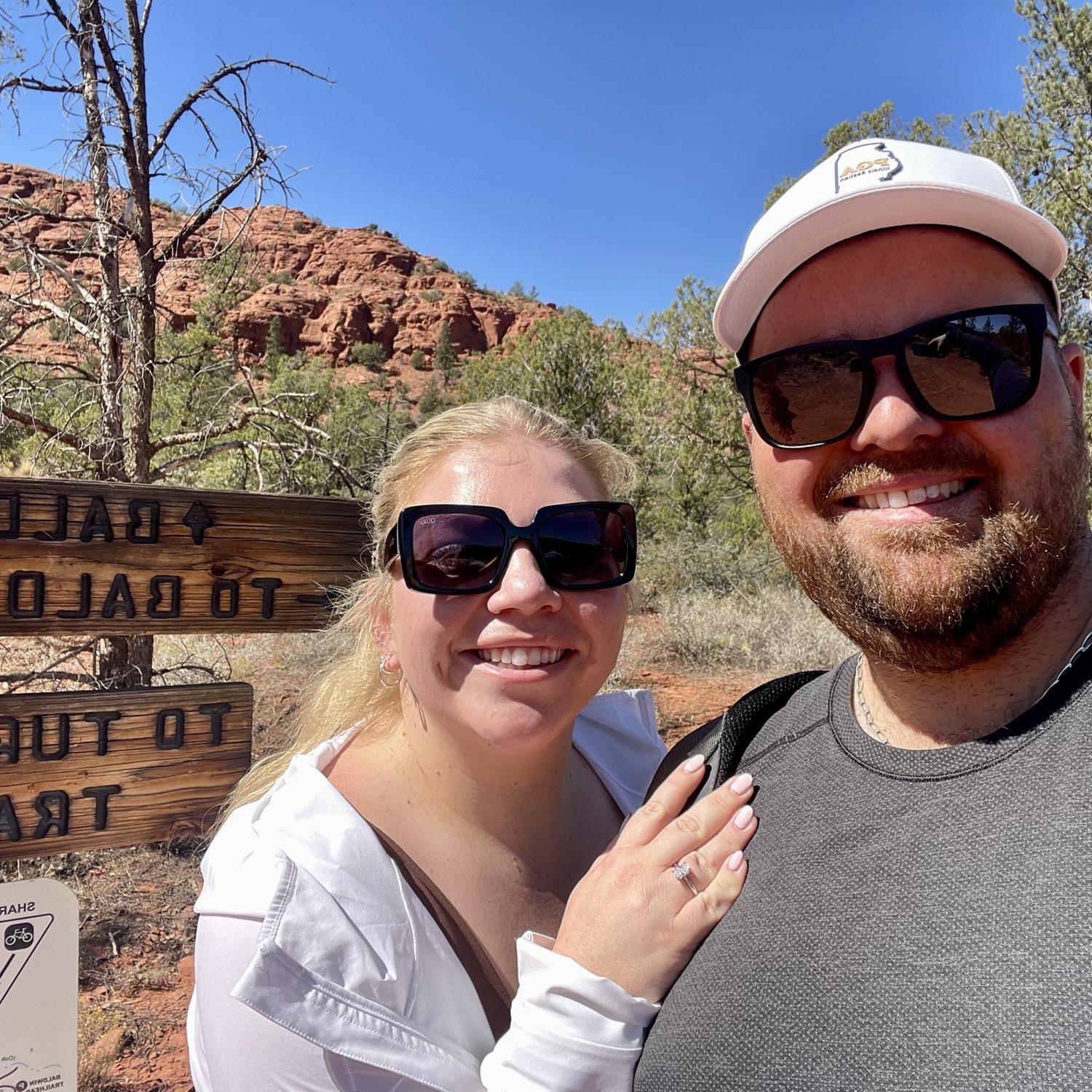 Matthew proposed while on a hike in Sedona! It was a perfect moment, just the two of us.