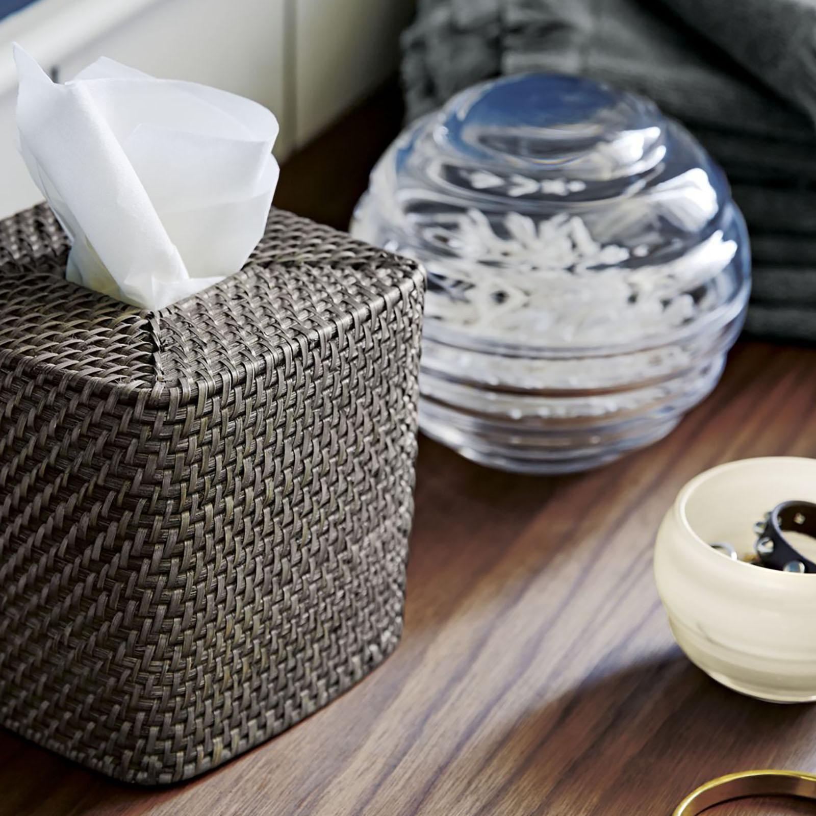 grey tissue box holder