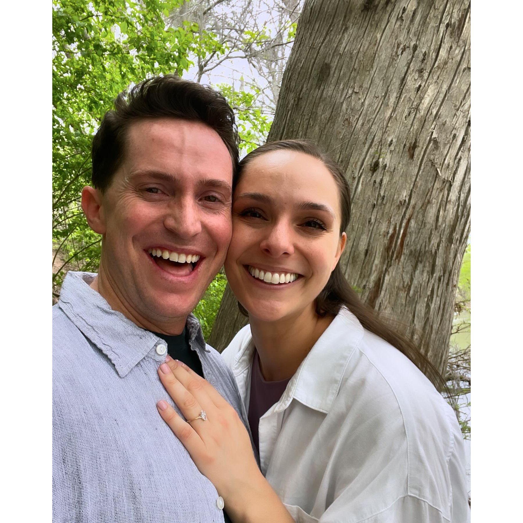 We snapped this picture along the Guadalupe River right after Michael proposed!