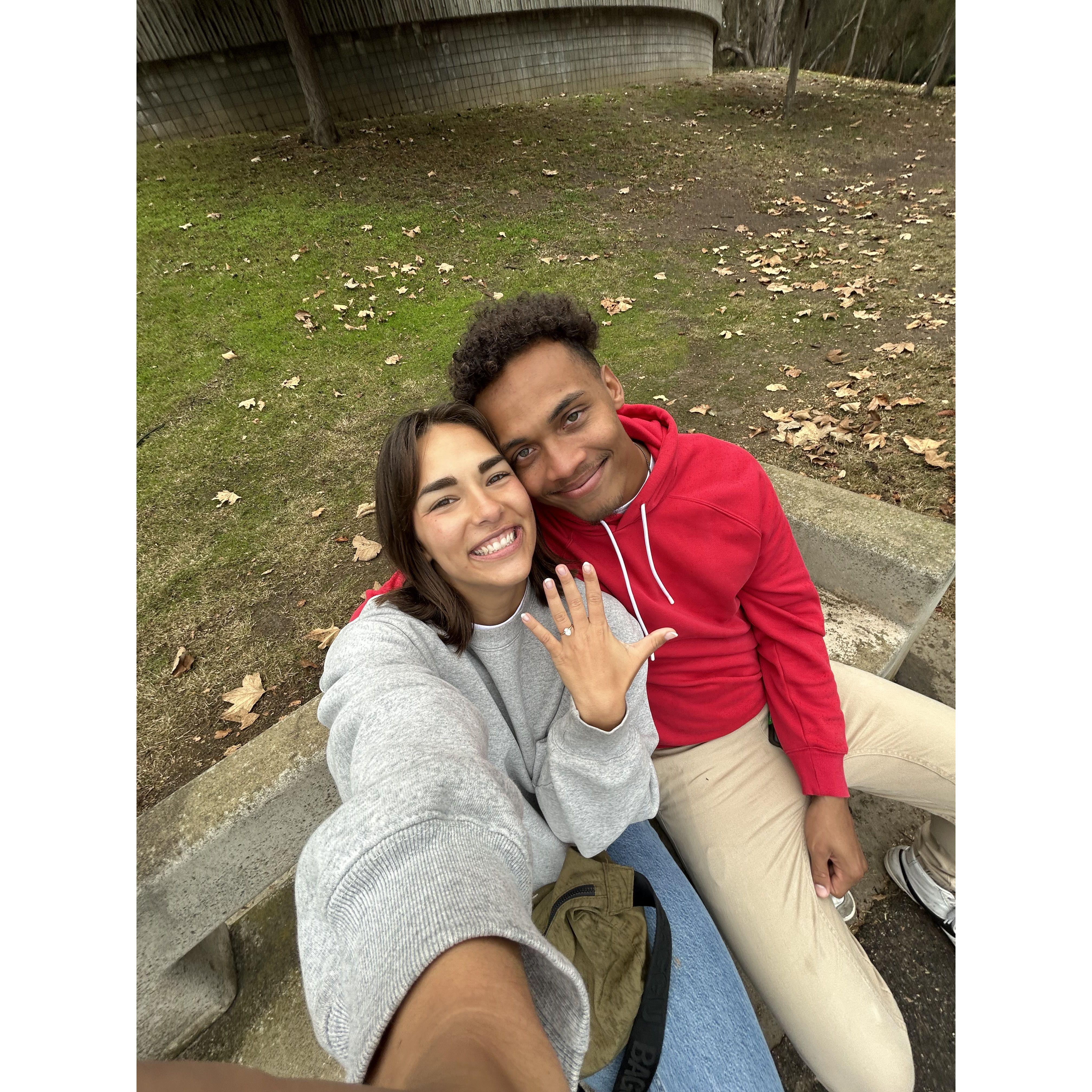 After Michael proposed, we sat on this bench & called a bunch of friends and family.