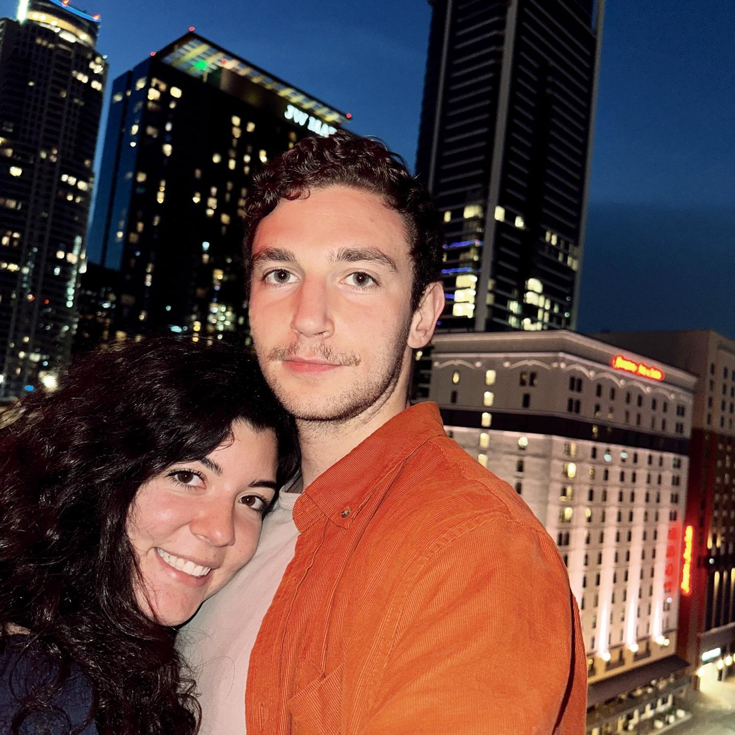 One Year Anniversary at a rooftop dinner. I love you.
