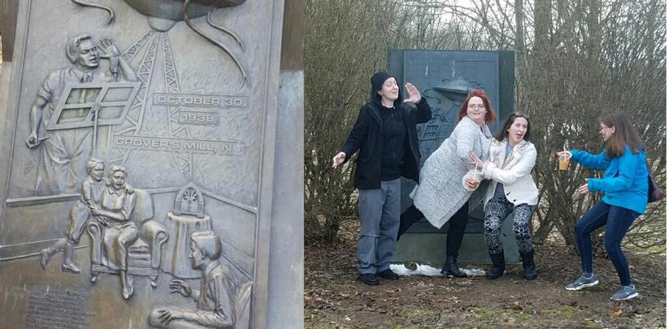 Julia and her friends often like to recreate things they find in the wild, like this statue at the Orson Wells monument in Princeton county....