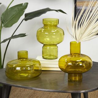 Glass Round Decorative Vase, Set of 3