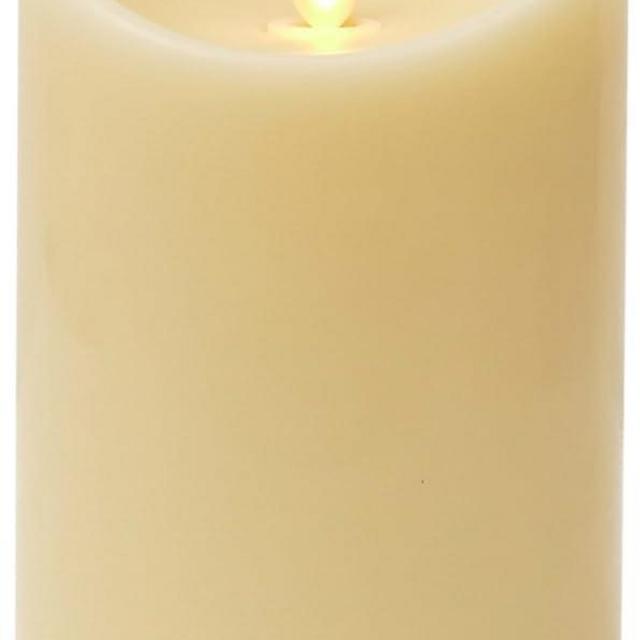 Luminara Flameless Pillar Candle (3.5"x5")- Moving Flame LED Battery Operated Lights with Unscented Real Wax - Scalloped Top - Remote Sold Separately (Ivory)