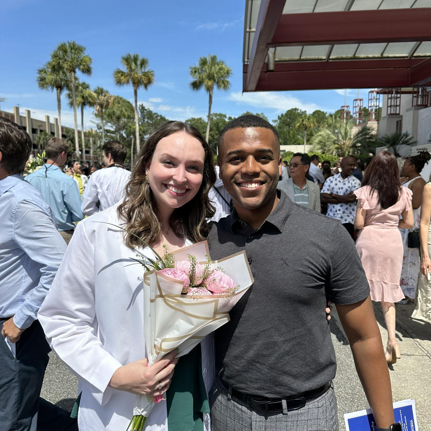 White Coat- he bought me my favorite flowers