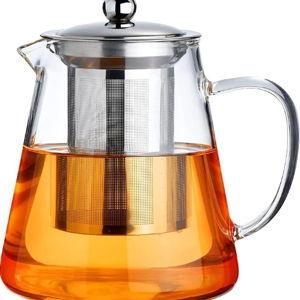 PARACITY Glass Teapot Stovetop 32 OZ, Borosilicate Clear Tea Kettle with Removable 18/8 Stainless Steel Infuser, Teapot Blooming and Loose Leaf Tea Maker Tea Brewer for Camping, Travel (950ML)
