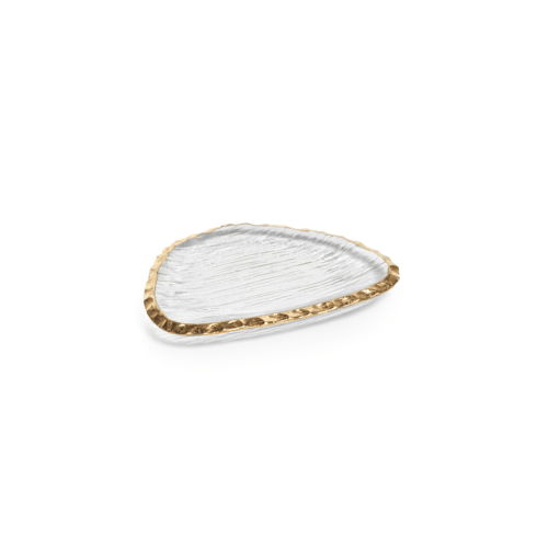 Zodax ~ Clear Textured Organic Shape Plate w/Jagged Gold Rim (Small), Price $17.95 in Tupelo, MS from Elizabeth Clair's