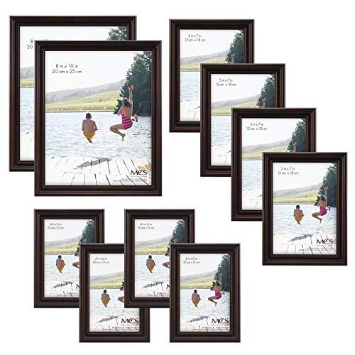 MCS 10pc Multi Pack Picture Frame Value Set - Two 8x10 Inch, Four 5x7 Inch, Four 4x6 In, Mahogany (65705)