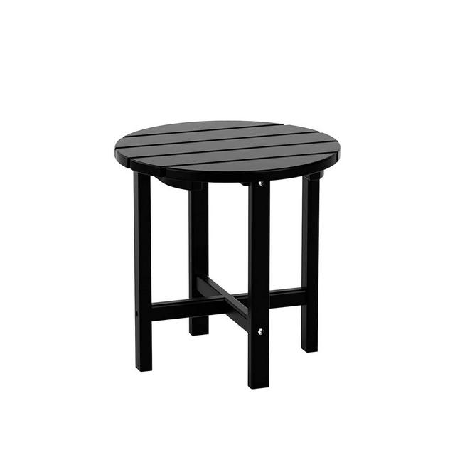 WestinTrends Outdoor Black Side Table, All Weather Poly Lumber Adirondack Small Patio Table Round End Table for Pool Balcony Deck Porch Lawn Backyard