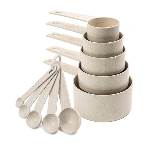 Beille Cream Wheat Straw Measuring Cups Spoons Set Cooking Baking Tools 10pc