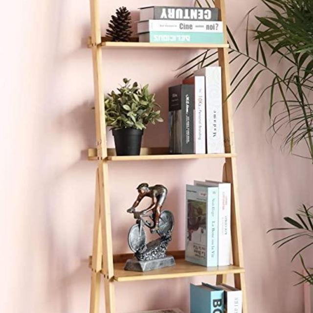 HYNAWIN Corner Ladder Shelf Storage Shelving, 5 Tier Books/CDs/Albums/Files Holder in Living Room Home Office,Simple Assembly