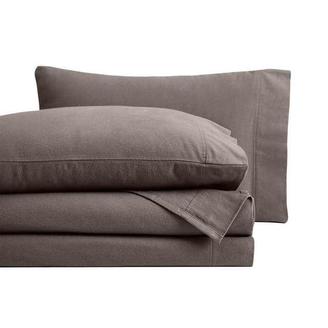 100% Cotton Flannel Deep Pocket 4 Piece Super Soft Bed Sheet Set, California King, Charcoal - Blue Nile Mills