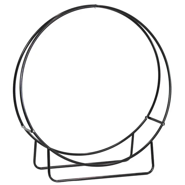 Sunnydaze Indoor/Outdoor Steel Round Fire Pit or Fireplace Firewood Log Hoop Rack Holder - 48" - Black