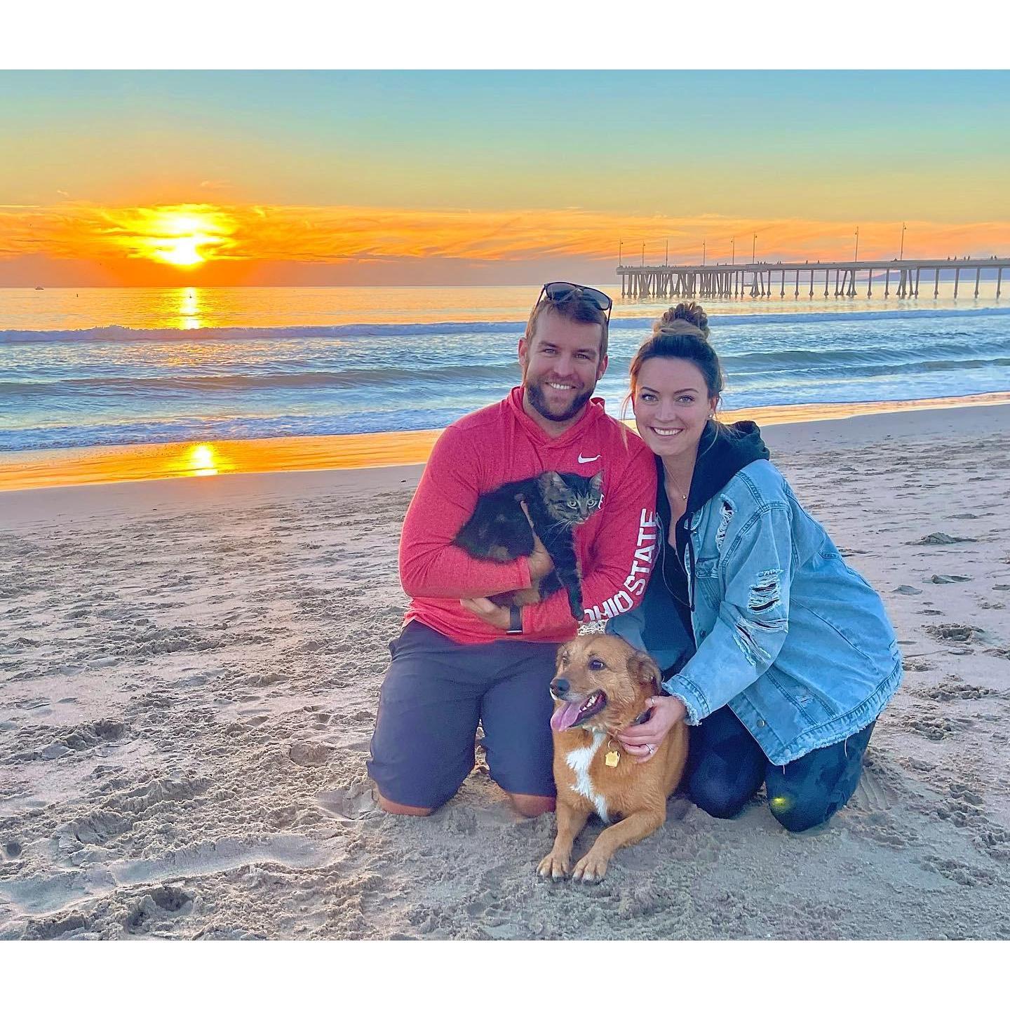 First family photo at the beach in Marina Del Rey, CA