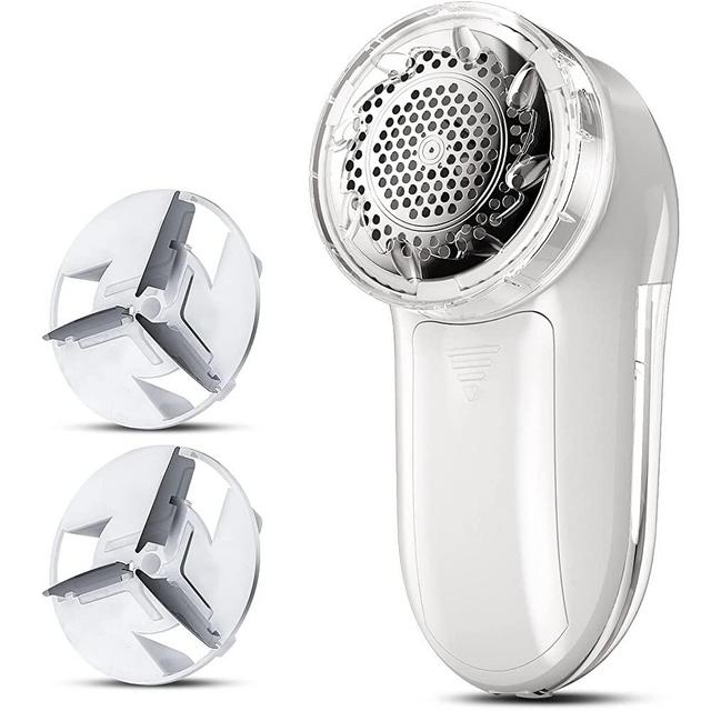 Fabric Shaver, Lint Remover, Bymore Lint Shaver Defuzzer Sweater Shaver for Clothes and Furniture AC Adapter or Battery Operated Pill Fuzz Remover (White)